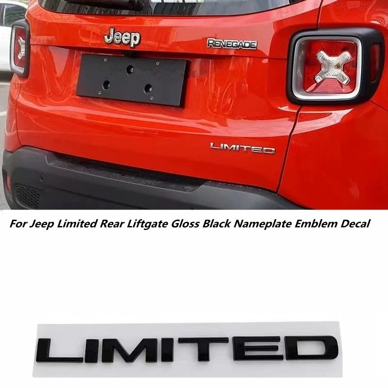 Calcomanía emblema placa de identificación negra brillante para puerta levadiza trasera Jeep Cherokee Limited Foto 1 de 3