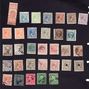 STAMP LOT OF PUERTO RICO, MH AND USED, INCLUDING A REVENUE STAMP - Foto 1 di 2