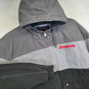 Snap On Jacket Mens 3XL Black Gray Quilted Flag Patch Utility Workwear Mechanic - Picture 1 of 20