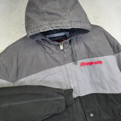 Snap On Jacket Mens 3XL Black Gray Quilted Flag Patch Utility Workwear Mechanic - Image 1 of 4