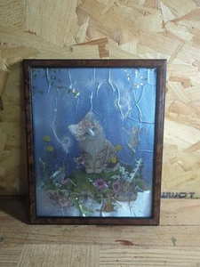 Dufex Jean Henry lamina olografica gatto gattino fate lumaca arte incorniciato vintage - Foto 1 di 6