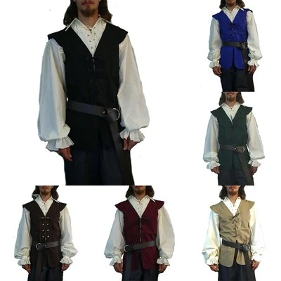 Waistcoat Men Club Holiday Medieval Pirate Renaissance Sleeveless Sport - Image 1 of 4