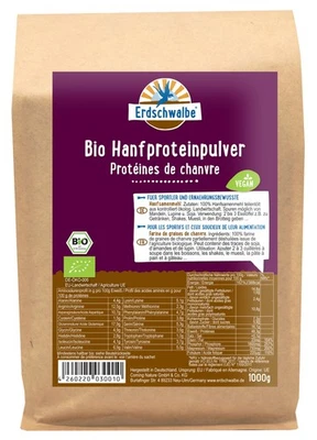 - Erdschwalbe Bio Hanf Proteinpulver aus der EU 1kg-Beutel. EG-Öko-VO - Bild 1 von 3