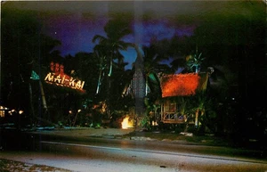 Tarjeta postal Mai Kai de Fort Lauderdale Florida Tiki Restaurant Night de los años 60 25-6291 - Imagen 1 de 2
