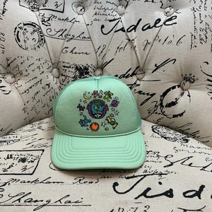 Grateful Dead Trucker Hat Green Dancing Bears Earth Graphic Cap - Picture 1 of 6