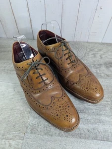 Loake Design Fearnley Tan Leather Oxford Brogue Wingtip Shoes Men's UK 8.5 F - Picture 1 of 23