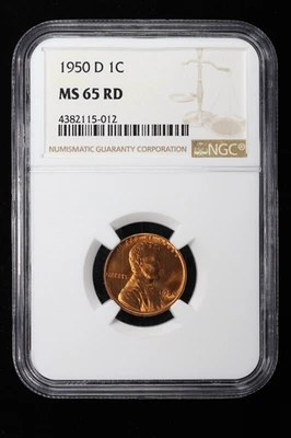 1950-D Lincoln Wheat Cent 1C NGC MS65 RD - Image 1 of 4