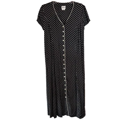 Vintage Mimi Maternity Petite Dress Black with White Polka Dots Buttonup - Image 1 of 4