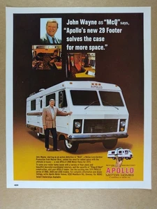 1974 Apollo 2900 RV Motorhome John Wayne photo vintage print Ad - Picture 1 of 1