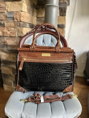 Bolso de Viaje Samantha Marrón Croco-Repujado Nuevo sin Etiquetas Pasador Trabajo Fin de Semana Marrón Negro Foto 1 de 4