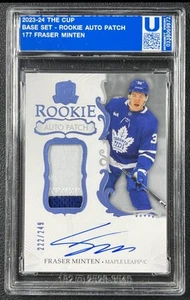 FRASER MINTEN 2023-24 PONTE SUPERIORE UD THE CUP #177 ROOKIE PATCH AUTO RC 222/249 - Foto 1 di 2