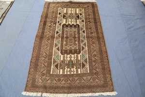 3x5 Antique Afghan Handmade Caucasian Rug/ Rugs for Kitchen / Beige Entryway Rug - Picture 1 of 14