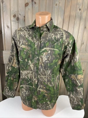 Rare Vintage Mossy Oak Green Leaf Long Sleeve Button  Shirt Made In USA Size M - Image 1 of 4