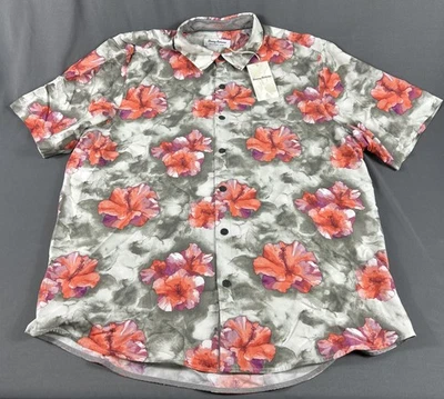 Tommy Bahama 衬衫椰子点暴风雨花卉印花 SS XLT 多色 MSRP 148 美元 — 第 1/4 张图片