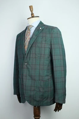 Blazer Abrigo Deportivo LBM 1911 Luigi Bianchi Verde LANA Y MOHAIR Cuadros 54IT 44US/UK Foto 1 de 4