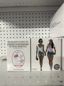 16 Pc Bachelorette Party 4 people Kit glasses sashes visors pouches white pink - Picture 1 of 3