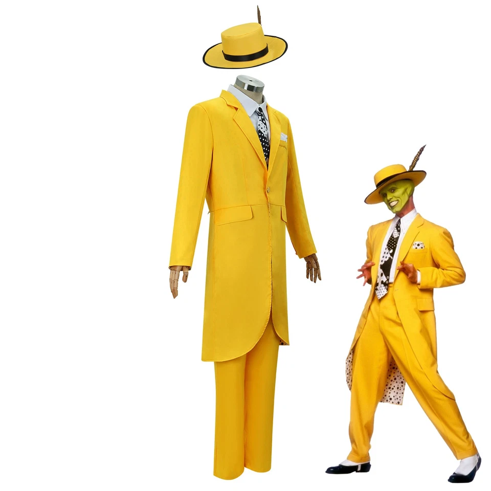 La Máscara Jimcarrey Cosplay Halloween Disfraz Conjunto Hombre Uniforme Traje Amarillo Foto 1 de 4