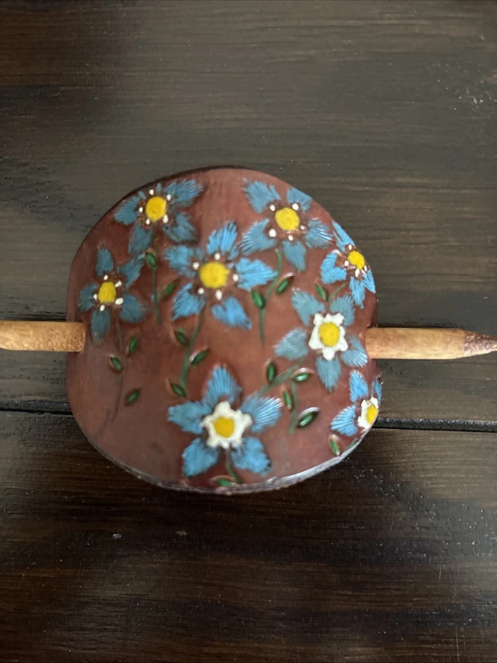 Hand Painted Leather Hair Stick for Bun - Image 1 of 1