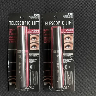 L'Oreal~ Lot Of 2~Telescopic Lift Length, Lift & Volume~#990 Blackest Black~0.33 - Image 1 of 3