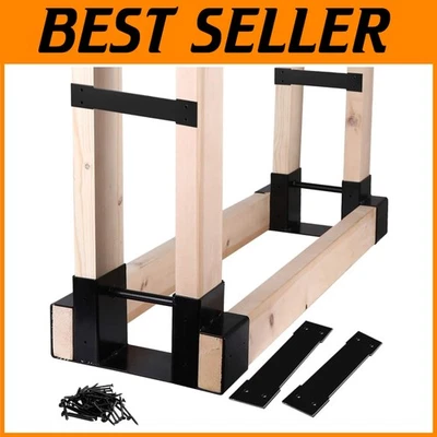 Soporte de leña de hierro duradero - Estante de soporte ajustable a prueba de óxido para exteriores Foto 1 de 4