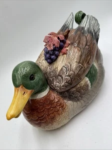 1994 Vintage Fitz & Floyd Ente Stockente Herbst Herbst Suppenterrine Schöpfkelle 3 Quart - Bild 1 von 14