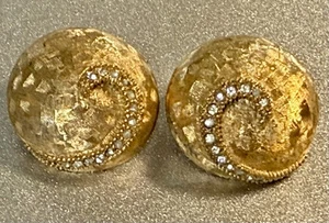 Vintage Carnegie Gold Tone Rhinestone Swirl Clip Earrings CJ-M-8 - Picture 1 of 4