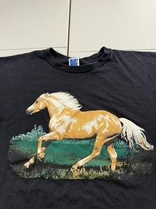 Vintage Pferd Shirt Erwachsene L Puffdruck Skizze Kunst Malerei Native Natur Pony 90er - Bild 1 von 8