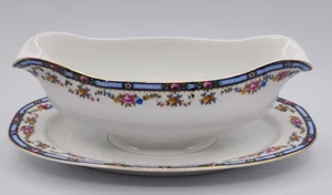 Thun Carlton Gravy Boat with Attached Underplate Czechoslovakia READ BLUE - Picture 1 of 20