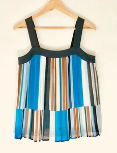 Neu mit Etikett Loft Damen 49,50 $ gemischt gestreiftes plissiertes Tanktop, weiß_XXSP_XSP_XXS_XS_L_XL - Bild 1 von 8