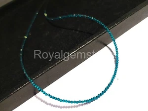 Blauer Topas Glasperlen 2 MM Perlen Halskette, Facettiert Rondell Halskette - Bild 1 von 5