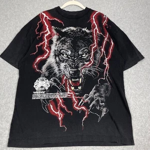Darc Sport Wolf & Lightning AOP Streetwear Graphic Vintage Style T Shirt M/Large - Picture 1 of 9