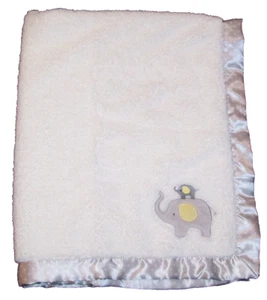 Carters Child of Mine Mom Baby Elephant Blanket White Gray Yellow Polka Dot Trim - Picture 1 of 3