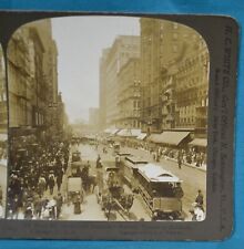 c1900 Stereoview Photo USA Chicago State St N From Madison Masonic Temple White