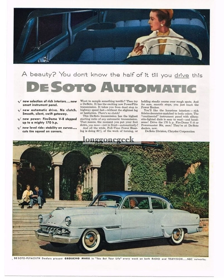 DeSoto Firedome 1954 2 puertas techo rígido Huron & Ensign azul anuncio vintage  Foto 1 de 1