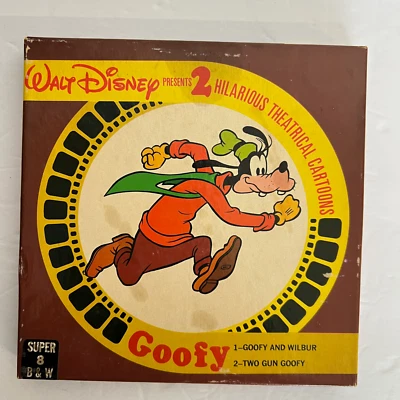Carrete de película vintage Super 8 Disney Goofy 2 dibujos animados teatrales blanco y negro Foto 1 de 4