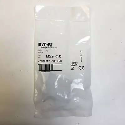 Eaton M22-K10 Contact Block 1 NO  New in package M22K10 - Image 1 of 3