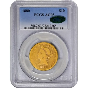 Lowball Pop 1 1880 $10 AG03 PCGS CAC Gold Liberty Eagle - Picture 1 of 5