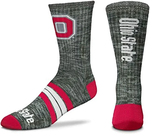 Ohio State Buckeyes Charcoal RMC Quad Stripe Deuce Crew Socks Cover