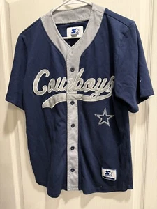 Starter Dallas Cowboys Retro Baseball Style Jersey Mens Size Small Blue - Picture 1 of 5