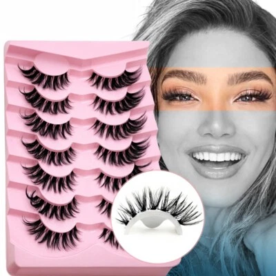 7 Pair Clear Band Eye Lashes ,D Curl dolly/cat Style, Fluffy Winged , P+ Code AT - Image 1 of 4