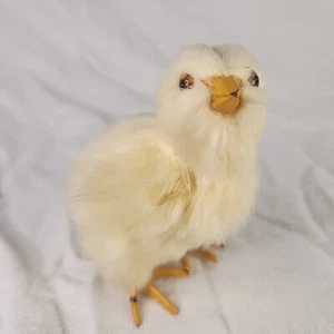 Realistic Chick Toy Fuzzy Chicken Glass Eyes, Metal Beak, and Feet Vintage  - Picture 1 of 9
