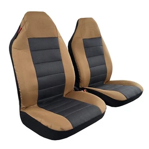 Canvas Universal Seat Covers High Back Bucket Front Car Truck SUV Van Coyote Tan - Picture 1 of 5