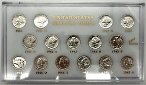 United States 1941 - 1945 S & D Mercury Dime Collection of 15 Coins - Picture 1 of 4