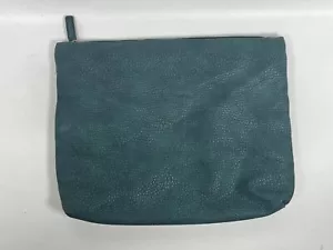 FREE PEOPLE Clutch Bag Vegan Faux Leather Pebble Laptop Cosmetic 12x14.5 Green - Picture 1 of 11