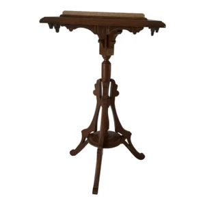 Antique Eastlake Lamp Table W/ Marble Tole Top - Picture 1 of 6