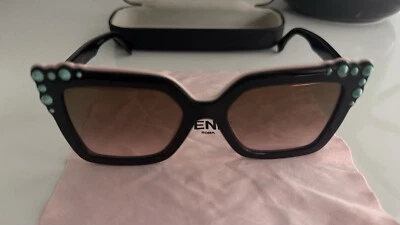 Fendi CAN EYE FF 0260/S 3H2/53 Negro/Rosa con gafas de sol turquesa  Foto 1 de 4