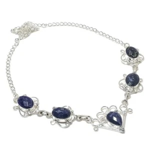Lapis Lazuli Gemstone Handmade 925 Sterling silver Jewelry Necklace Size 18" - Picture 1 of 1