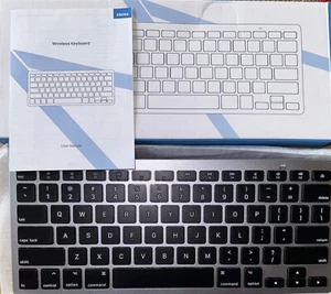 New KB066 Grey iOS Slim Bluetooth Wireless Keyboard Battery Operated - Picture 1 of 4