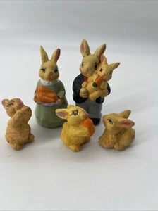 5 conejos de cerámica pintados a mano de colección conejos jardín conejito de Pascua infantil - Imagen 1 de 18