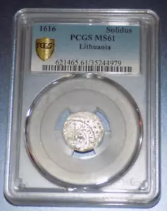 Moneda Lituana Solidus 1616 PCGS MS 61 LITUANIA 1 ONE Sin Circular UNC - Imagen 1 de 4